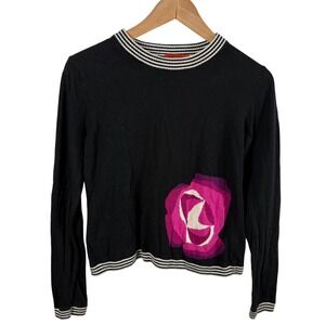 Missoni for Target Black Pink Rose Sweater Crew Neck Women's M Whimsigoth